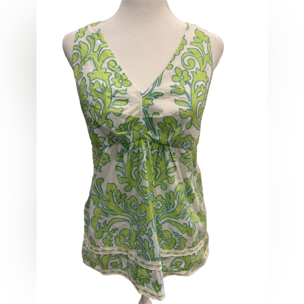 Green Floral Sleeveless Tank Top